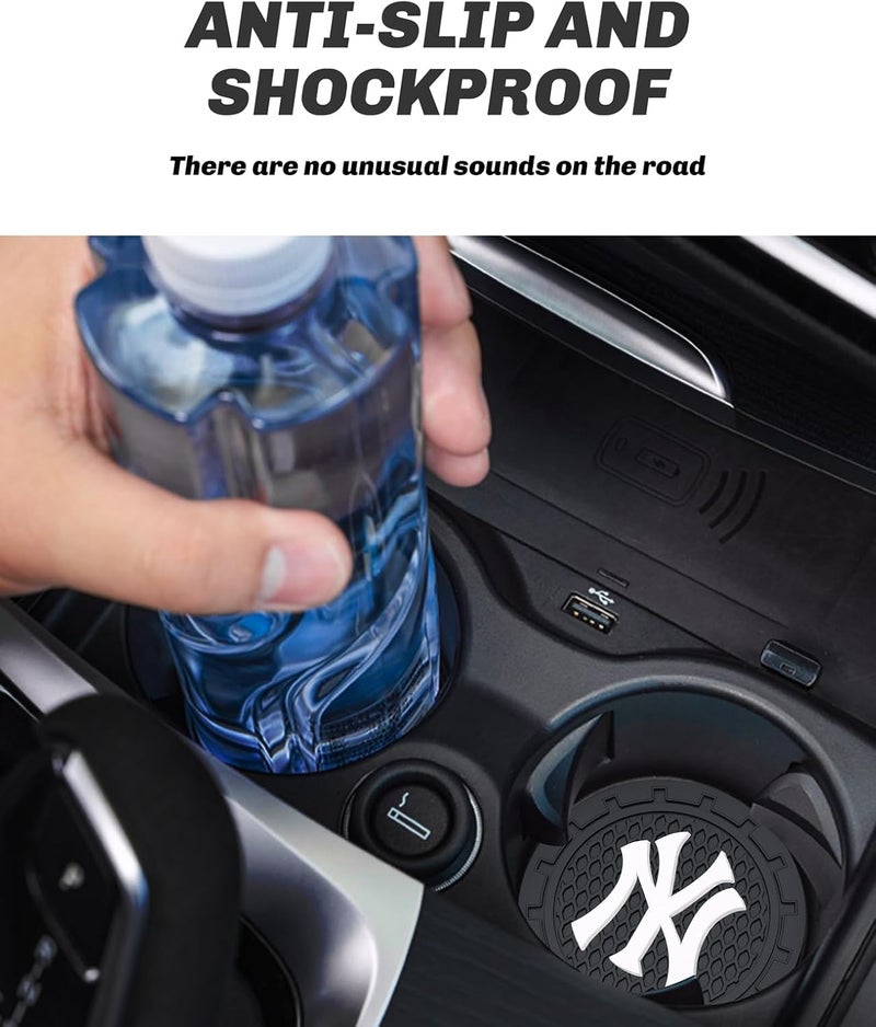 Kaleduo 2PCS Car Cup Holder Coaster,Auto Cup Holder Insert Coaster for New York Yankees Baseball Fans, Non-Slip Car Drink Holder Mat, Interior Accessories, NY Yankees - Image 4